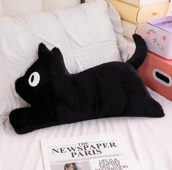 Super Soft Gray And Black Cat Stuffed Animal Pillow Lying Cat Dolls Plushie 13