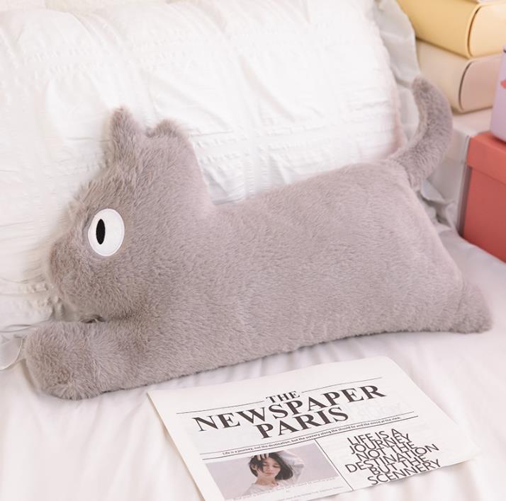 Super Soft Gray And Black Cat Stuffed Animal Pillow Lying Cat Dolls Plushie 8