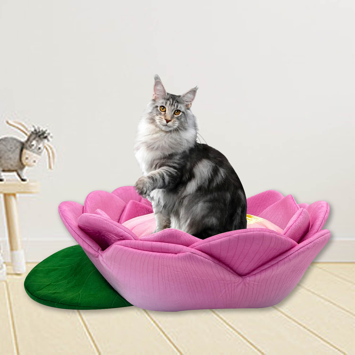 Yortoob-High Quality 20 Inches Pink Lotus Shaped Plush Pet Bed Cosy Cushion Durable Sofa For Small Dog And Cat 11
