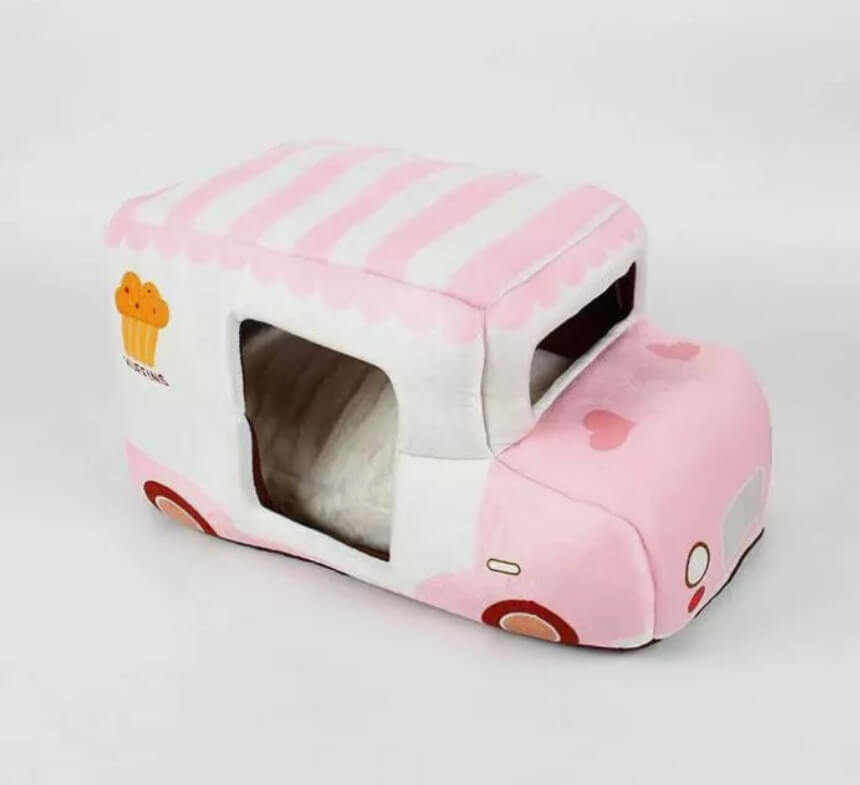 Yortoob- 21.6 Inches Pink Dessert Cart Car Shape Cat And Dog Pet Bed Warm And Comfortable Small Puppy Bed 10