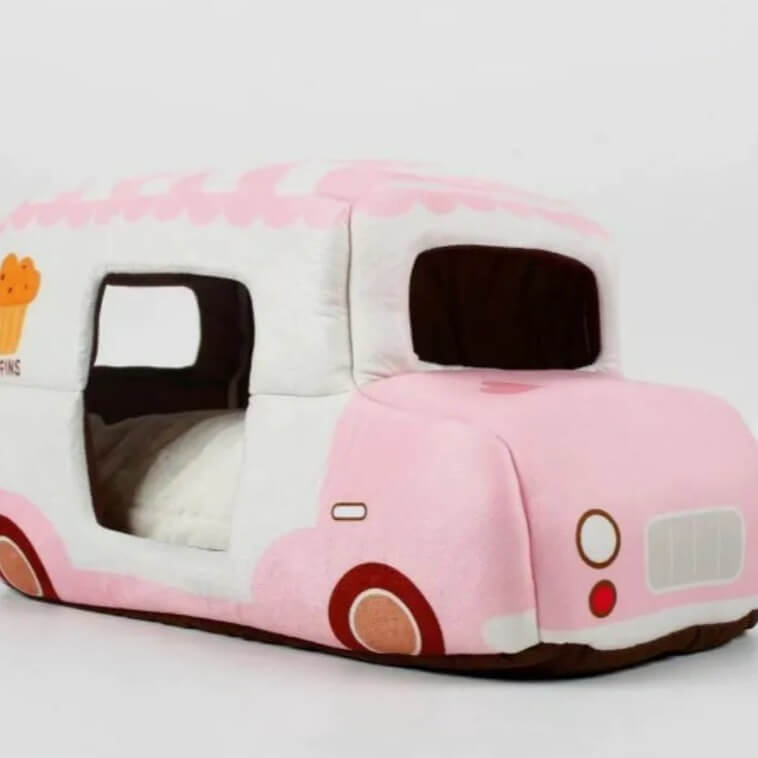 Yortoob- 21.6 Inches Pink Dessert Cart Car Shape Cat And Dog Pet Bed Warm And Comfortable Small Puppy Bed 8