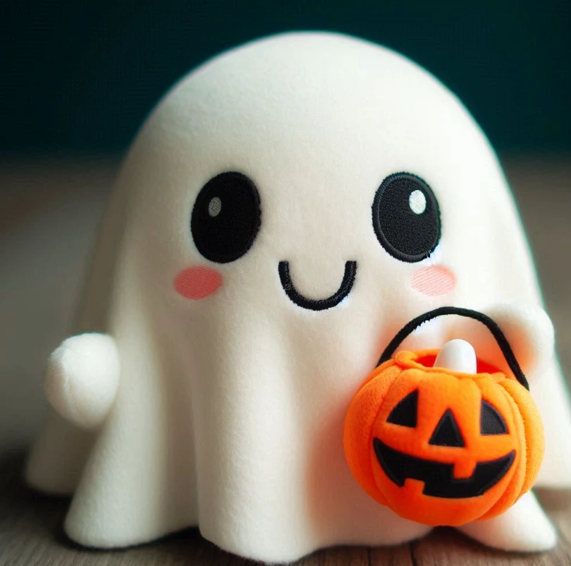 Custom stuffed plush toy custom Halloween ghost doll keychain plush pillow with company logo embroidered. 1