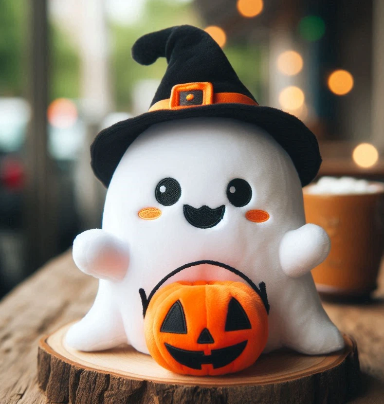 Custom stuffed plush toy custom Halloween ghost doll keychain plush pillow with company logo embroidered.1 1