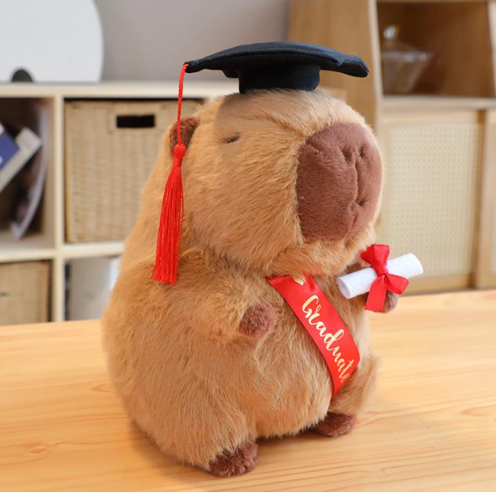 New plush capybara toy cuddly capybara plush stuffed animal toy creative stuffed animal graduation plush 7