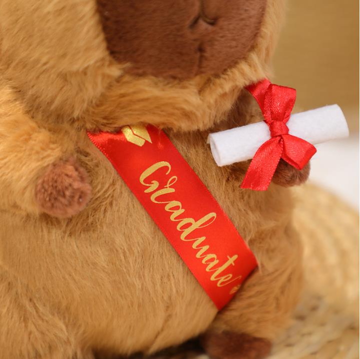 New plush capybara toy cuddly capybara plush stuffed animal toy creative stuffed animal graduation plush 8