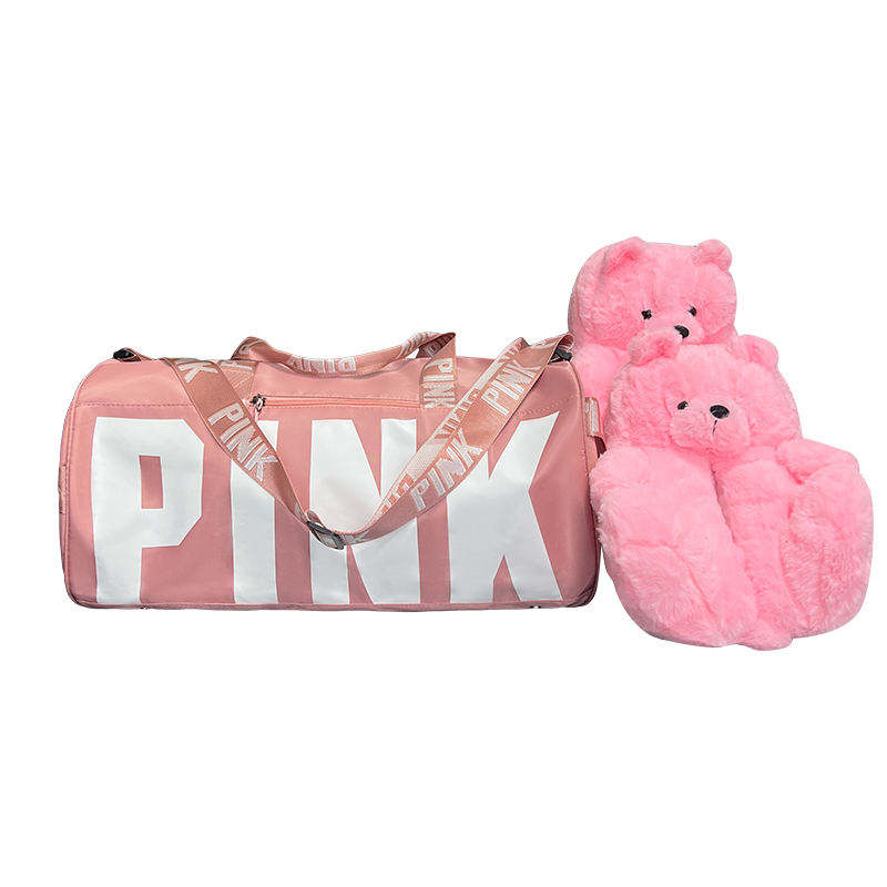 Fluffy Teddy Bear House Slipper Fashion Pink Bag and Teddy Bear Slippers 15