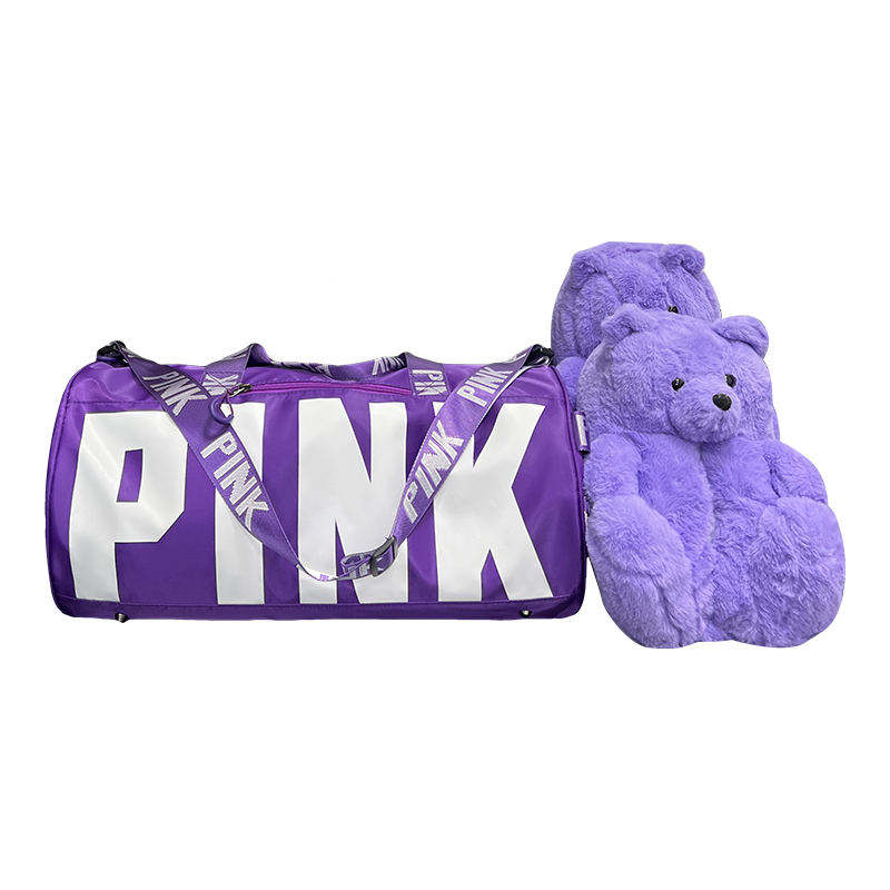 Fluffy Teddy Bear House Slipper Fashion Pink Bag and Teddy Bear Slippers 13