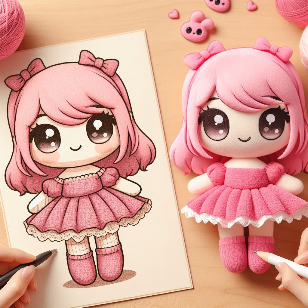 Kwaiil Plush Dolls Soft Girl Custom Plush Toy Pink Dress Princess Custom Doll Plush 13