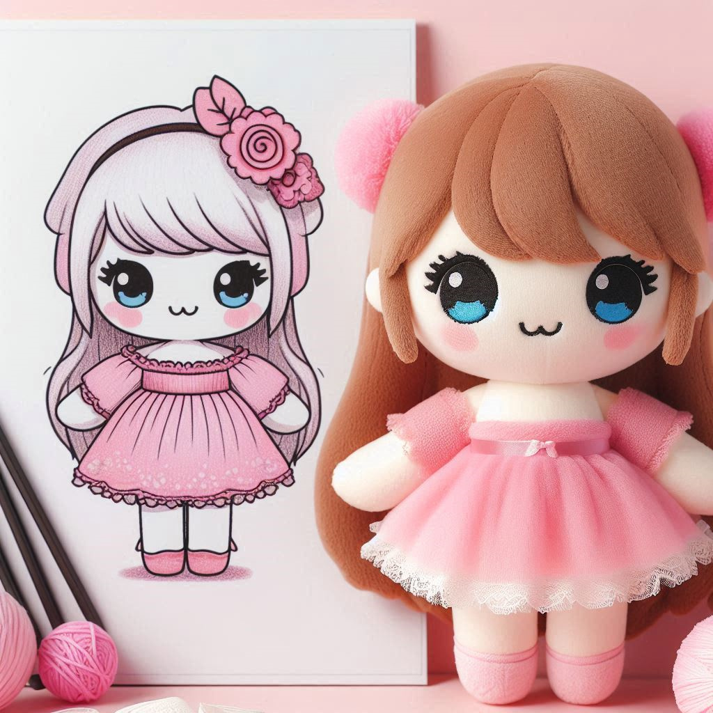 Kwaiil Plush Dolls Soft Girl Custom Plush Toy Pink Dress Princess Custom Doll Plush 9