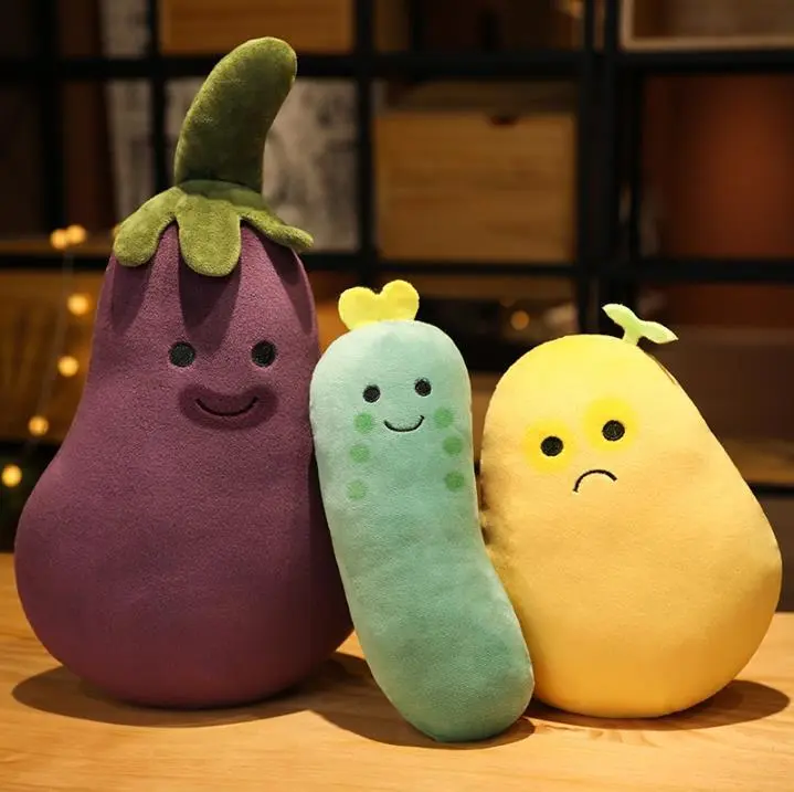 Creative Vegetable Plant Stuffed Doll Funny Smile Eggplant Plush Pillow Christmas Birthday Doll Gift Home Decor 1