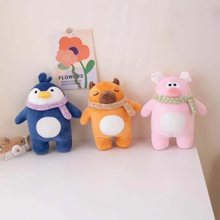 Lindo pingüino capibara cerdo peluche juguetes almohada dibujos animados muñecas niños regalos 1