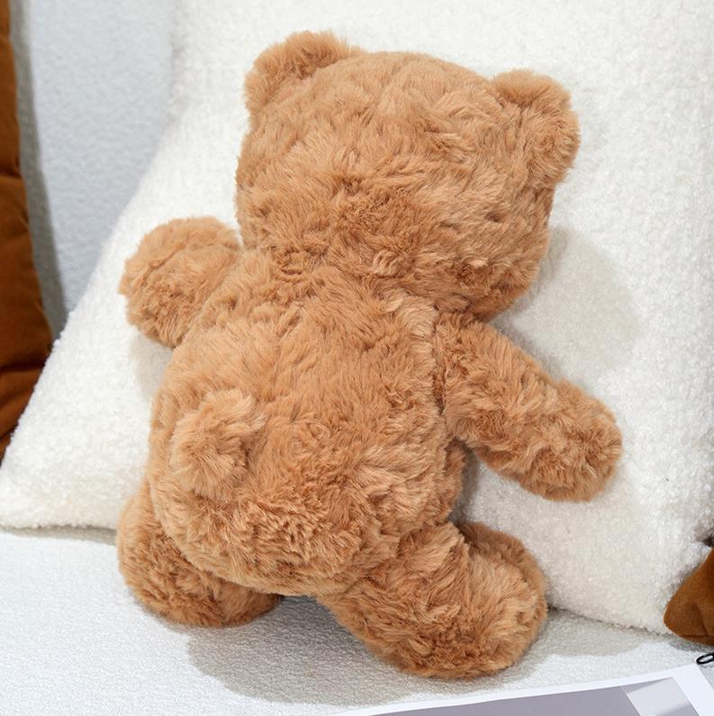 Oso de peluche sentado de alta calidad, juguete de peluche marrón, blanco y rosa. 7