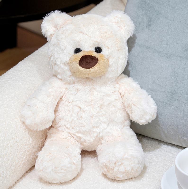 Oso de peluche sentado de alta calidad, juguete de peluche marrón, blanco y rosa. 12