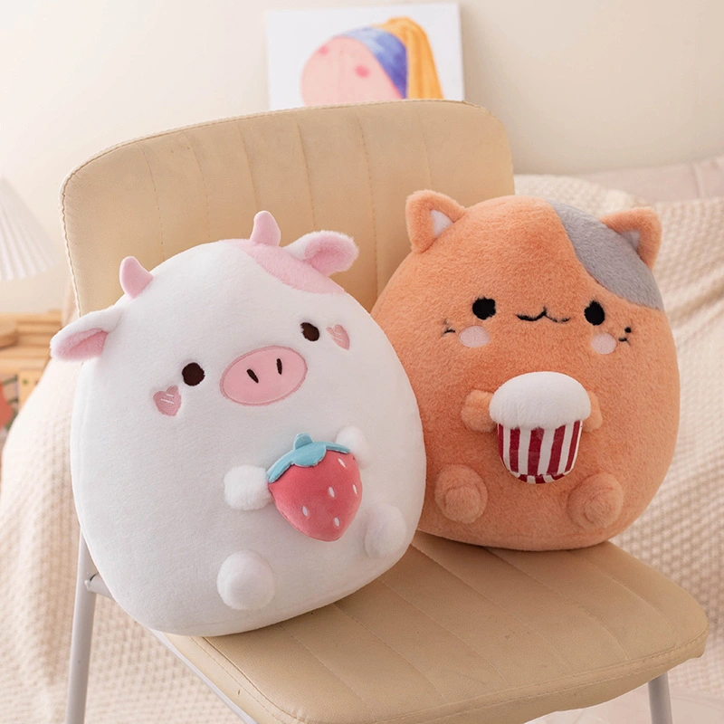Strawberry Cow Plush Orange Cat Popcorn Pillow Sofa Cushion Home Decoration Children's Birthday Gift 1