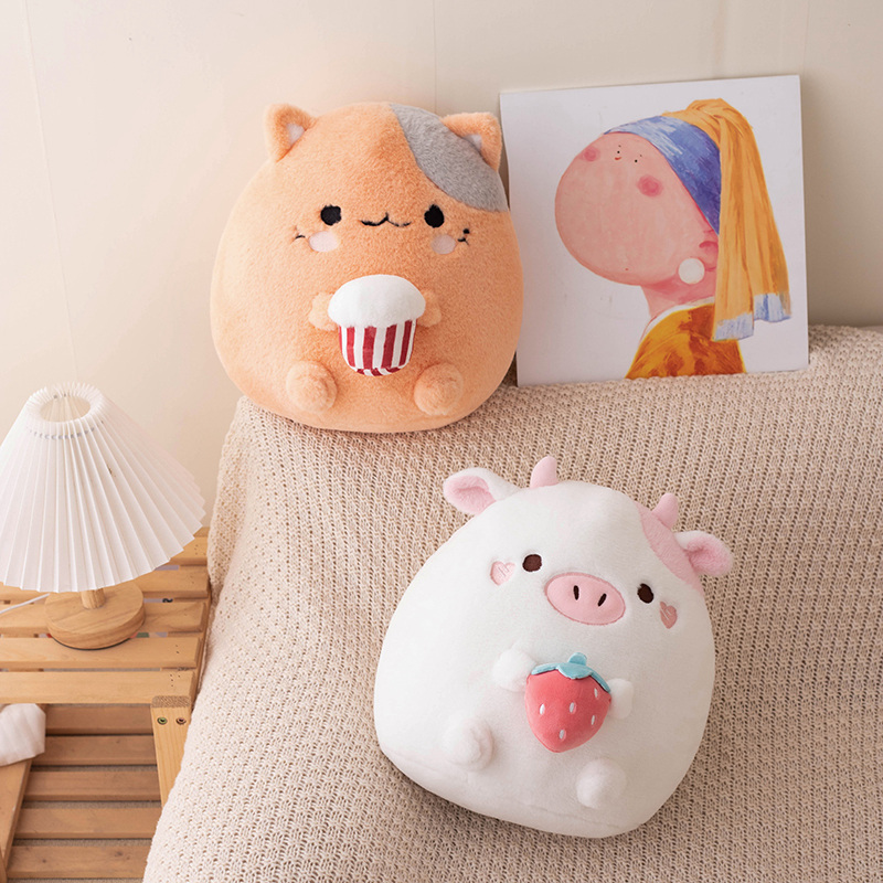 Strawberry Cow Plush Orange Cat Popcorn Pillow Sofa Cushion Home Decoration Children's Birthday Gift 12