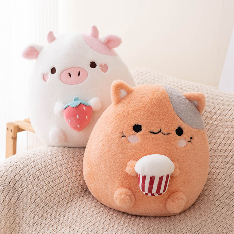 Strawberry Cow Plush Orange Cat Popcorn Pillow Sofa Cushion Home Decoration Children's Birthday Gift 9