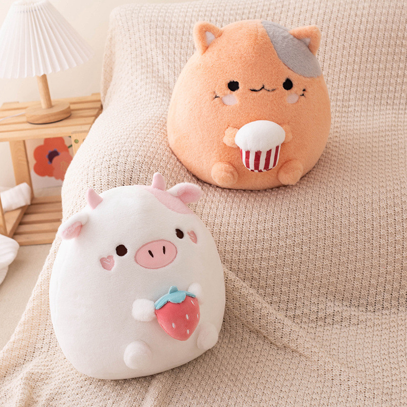 Strawberry Cow Plush Orange Cat Popcorn Pillow Sofa Cushion Home Decoration Children's Birthday Gift 10