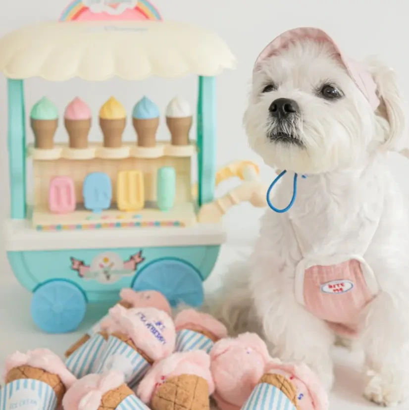 Interactive Pet Snuffle Puppy Plush Toy Squeaky Dog Chew Toy Ice Cream For Dog Cat 1