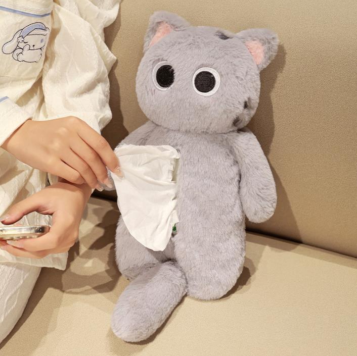 Cute Cat Plush Toy Cartoon Stuffed Animals Cat Tissue Holder Plush Car Tissue Box 7