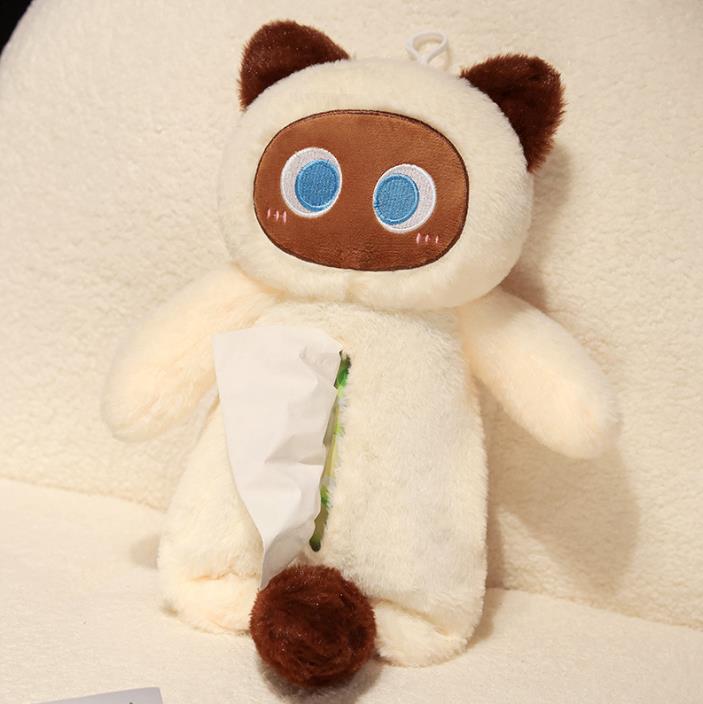 Cute Cat Plush Toy Cartoon Stuffed Animals Cat Tissue Holder Plush Car Tissue Box 5
