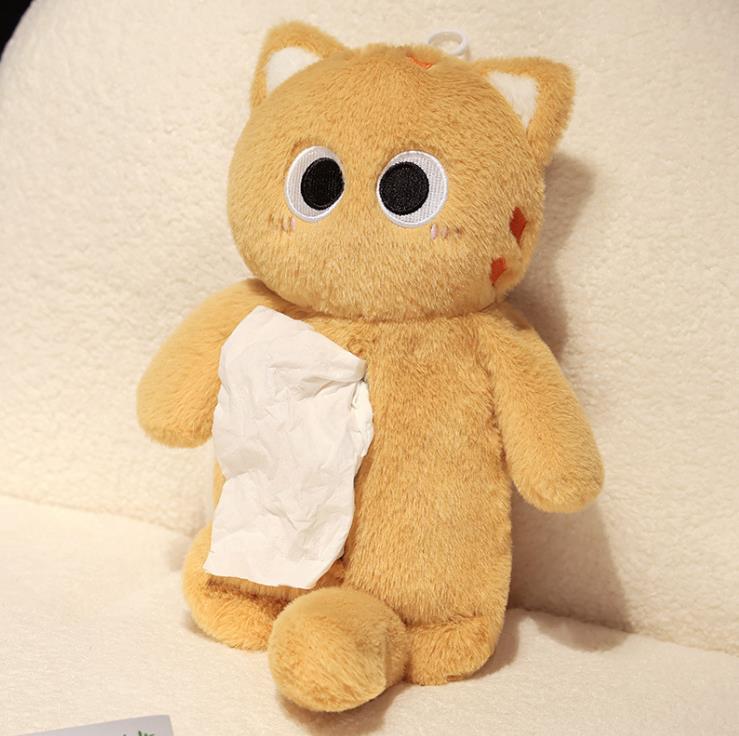 Cute Cat Plush Toy Cartoon Stuffed Animals Cat Tissue Holder Plush Car Tissue Box 4