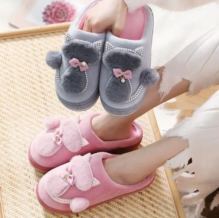 Cotton Cat Plush Slippers Platform Indoor Slippers for Women Winter Slippers Home Slipper Female Warm Shoes 1