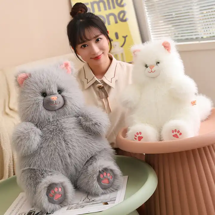 New Arrival Stuffed Animal Plush Toy Gray White Cat Soft Pillow Lovely Toy 6