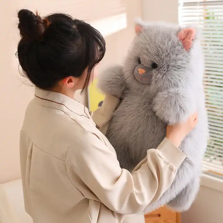 New Arrival Stuffed Animal Plush Toy Gray White Cat Soft Pillow Lovely Toy 4