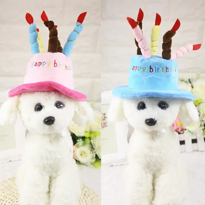 Multi Color Chew dog birthday hat Play Plush Squeak Lovely Dog Toy pet cat hat happy birthday hat 2