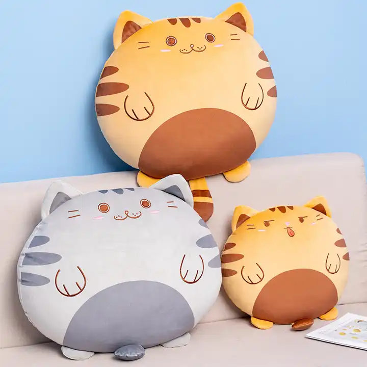 Wholesale Stuffed Animal Toy Cat Plush Pillow Cute Throw Pillow Soft Plush Toy Animal Hand Warmer Nap Gift 4