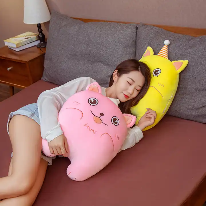 Custom Cartoon Wholesale Plush Soft Animal Cat Shape Stuffed Pillow Toy For Kids 6