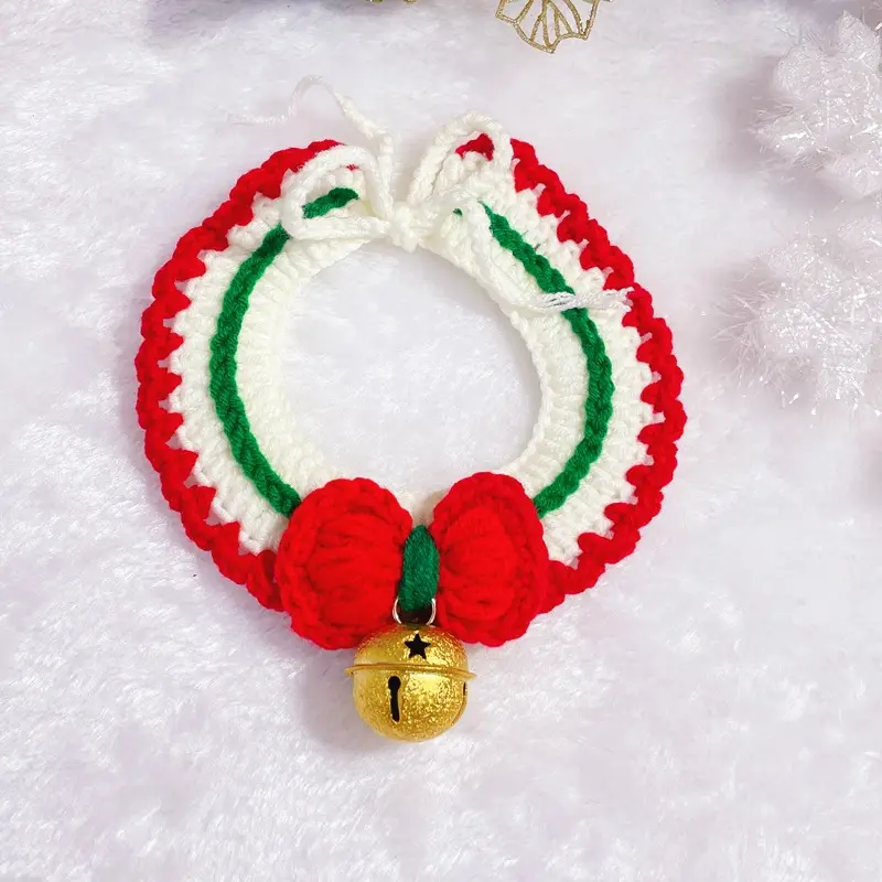 Pet Christmas Collar Scarf Cat Dog Knitted Neck Wool Collar Christmas Pet Decoration 14