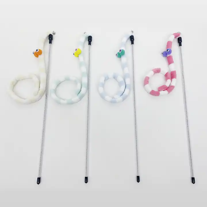 New Long Plush Big Eyes Pet Teaser Toy Interactive Cat Wand Kitty Teaser With Two Bells For Cat 3