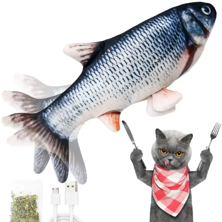 Pet Toys Flopping Fish Moving Cat Kicker Floppy Fish Animal Toy Wiggle Fish Catnip Motion Kitten Interactive Cat Toys 2
