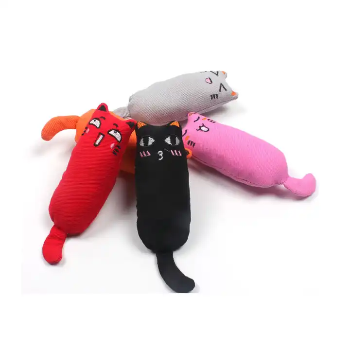 Cotton Eco Friendly Durable Squeak Interactive Iq Training Plush Cat Pet Toys 2