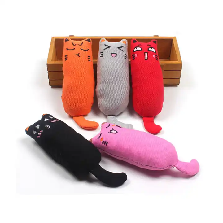 Cotton Eco Friendly Durable Squeak Interactive Iq Training Plush Cat Pet Toys 3