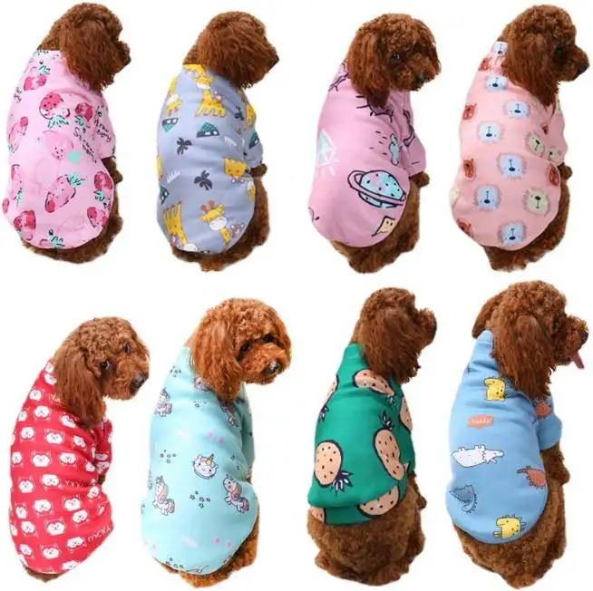 Wholesale Pet Clothing Cartoon Cute Pet Clothes Summer Shirt Casual Vests Cat T-shirt Puppy Dogs Clothes for Small Pets 4