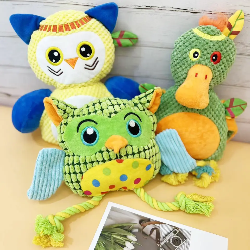 Cute Dog and Cat Toys Owl Duck Teeth Cleaning Pet Toys Bulk Chewy Toys 4