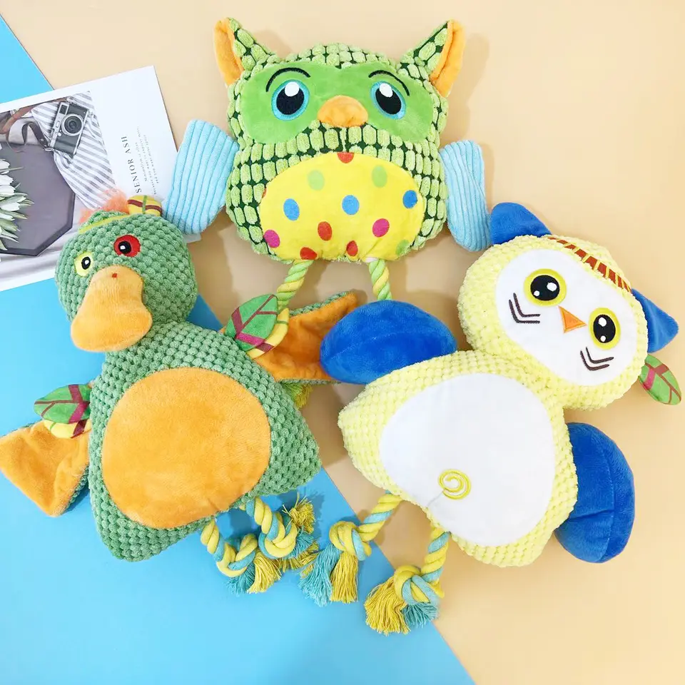 Cute Dog and Cat Toys Owl Duck Teeth Cleaning Pet Toys Bulk Chewy Toys 5