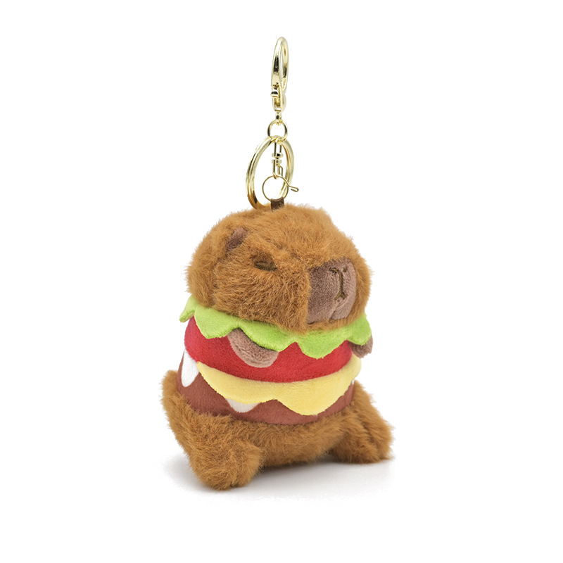 Hamburger Capybara Plush Toy Cute Stuffed Animal Plush Keychain Custom Plush 10cm 10