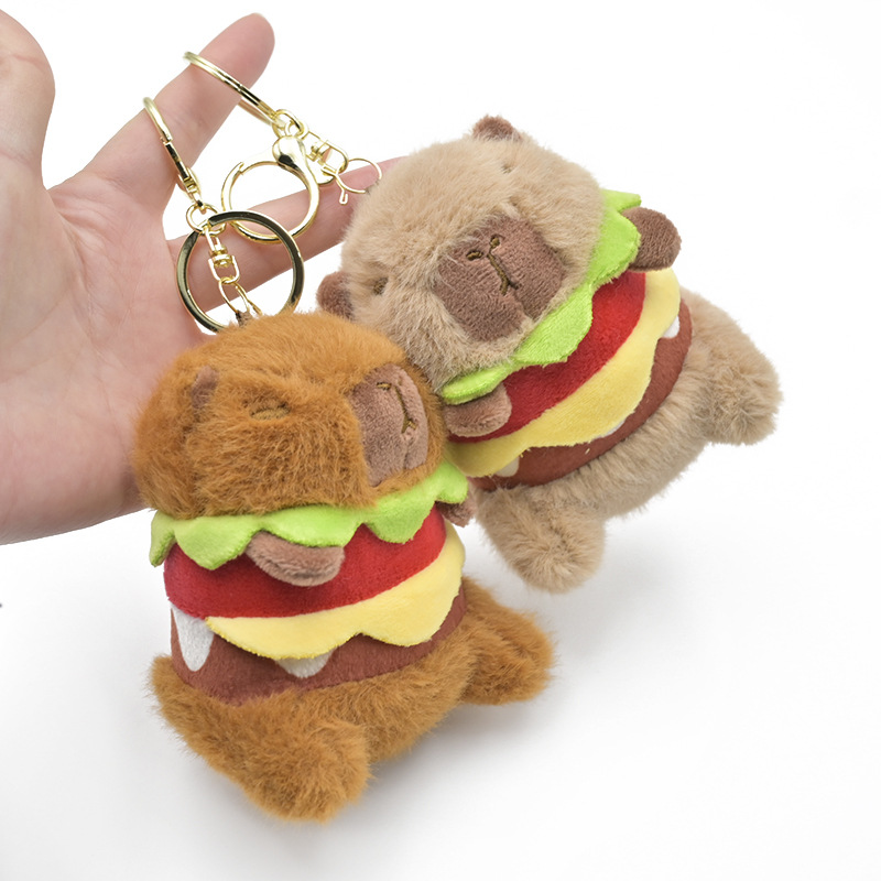 Hamburger Capybara Plush Toy Cute Stuffed Animal Plush Keychain Custom Plush 10cm 8