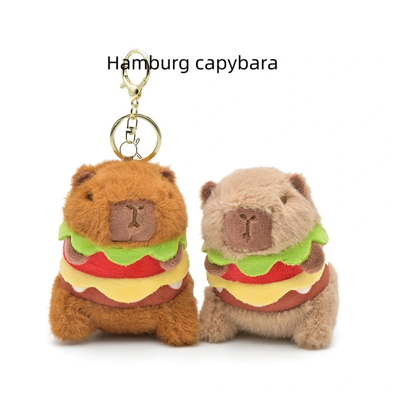 Hamburger Capybara Plush Toy Cute Stuffed Animal Plush Keychain Custom Plush 10cm 1