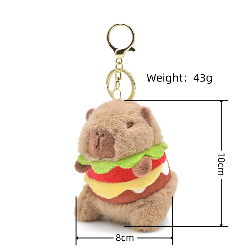 Hamburger Capybara Plush Toy Cute Stuffed Animal Plush Keychain Custom Plush 10cm 7