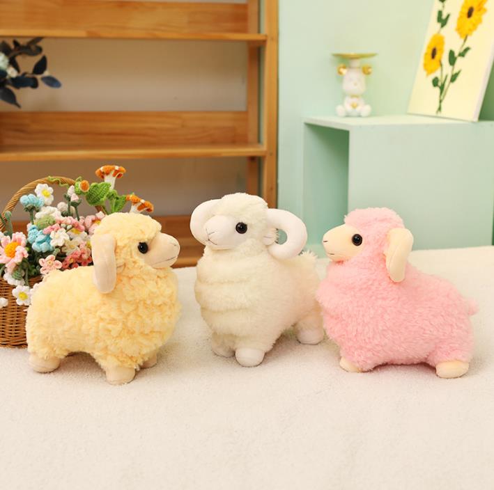 Custom Mini Llama Soft lamb Material Black Sheep Big Corn Cute Soft Stuffed Plush Sheep Toy 10