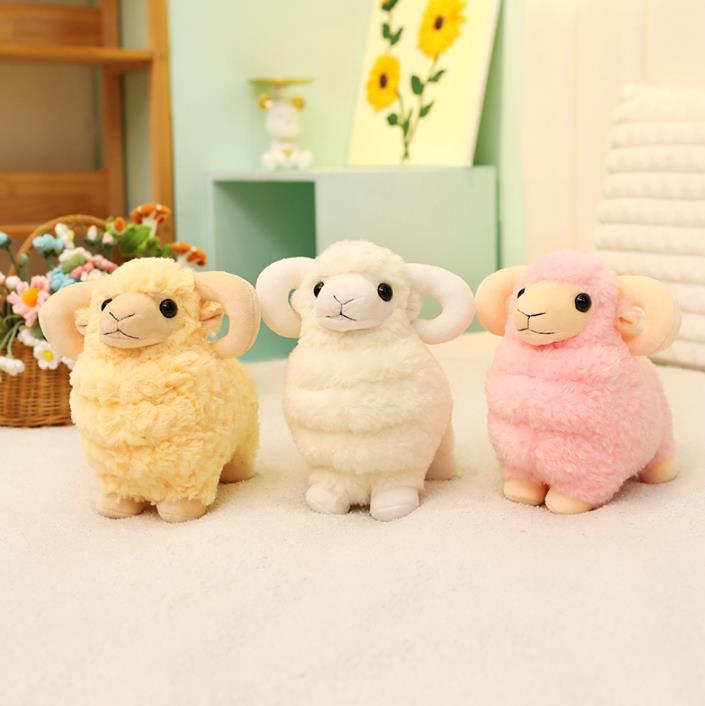 Custom Mini Llama Soft lamb Material Black Sheep Big Corn Cute Soft Stuffed Plush Sheep Toy 9