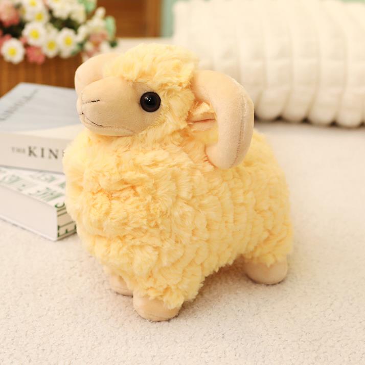 Custom Mini Llama Soft lamb Material Black Sheep Big Corn Cute Soft Stuffed Plush Sheep Toy 12