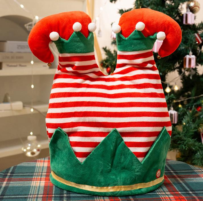 Creative spoof plush toys electric Santa Claus pants hat novel and interesting plush hat 9