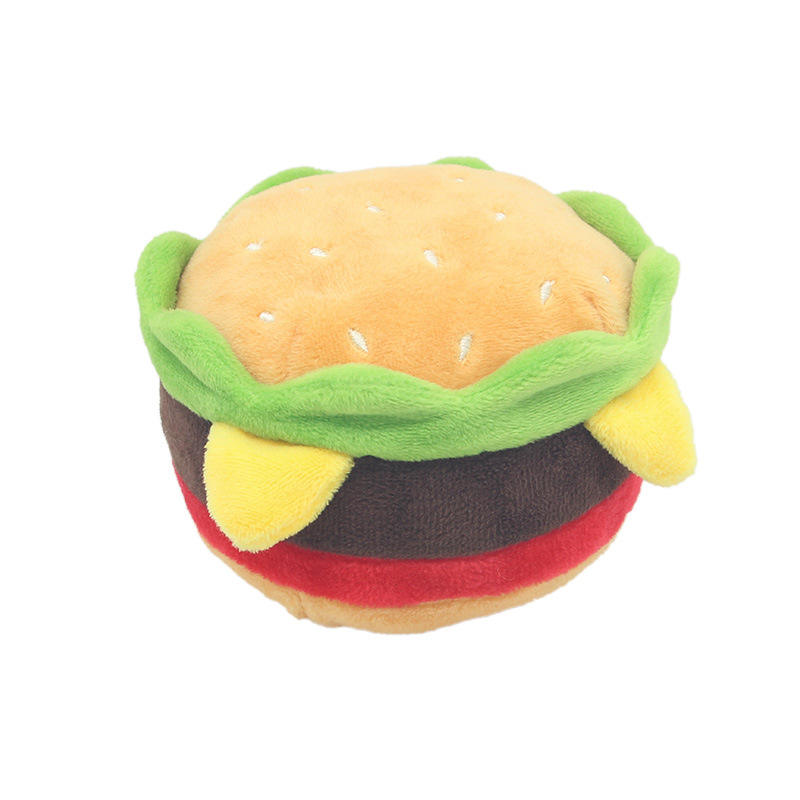 Hamburger Pizza Pet Toys Dog Chew Chew Toys for Puppy Teething Plush Toy for Pets 14