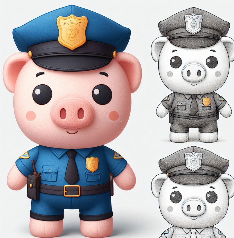 Custom stuffed plush toy custom police pig doll keychain plush pillow with company logo embroidered. 2