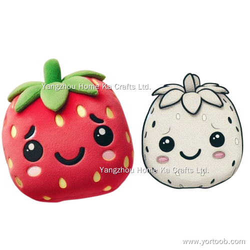 Custom Plush Doll Low MOQ from Hand Drawing Cute Smile Plush Toys 20cm Strawberry Plush 11